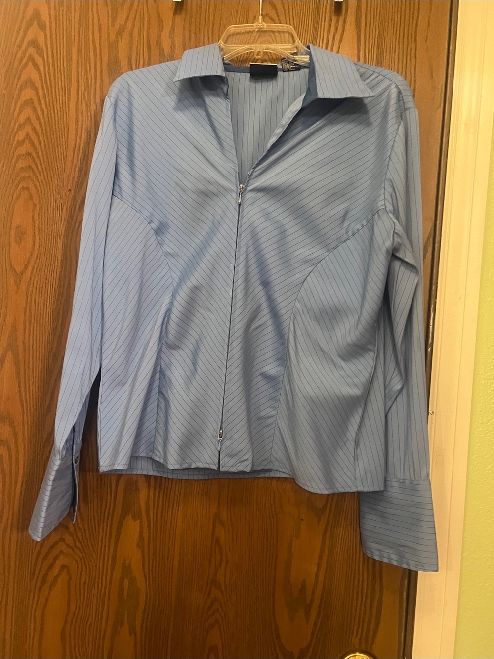 Light Blue Pinstripe women Dress Shirt - Classic Collar